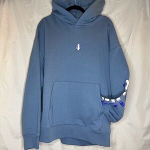 Hugo Boss Slate Blue Niftyhood Hoodie with Logo Accent NEW